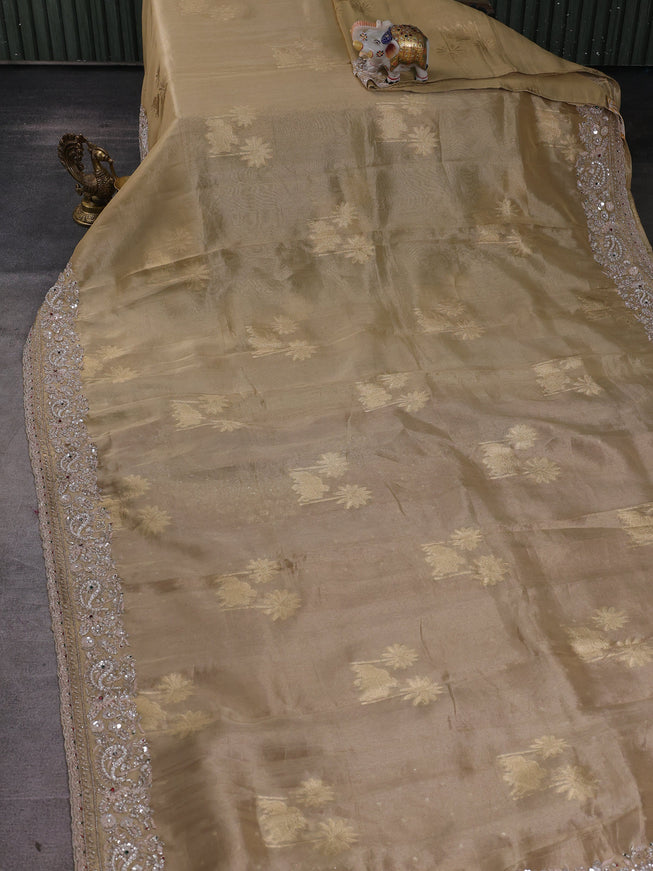 Beige Tissue Silk Saree