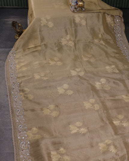 Beige Tissue Silk Saree