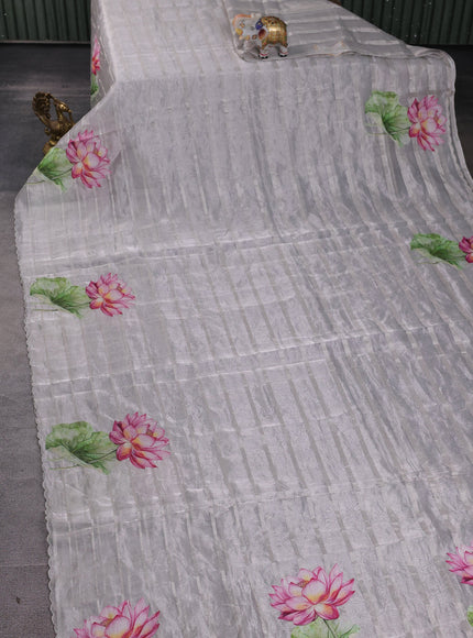 Silver Grey Tissue Silk Saree