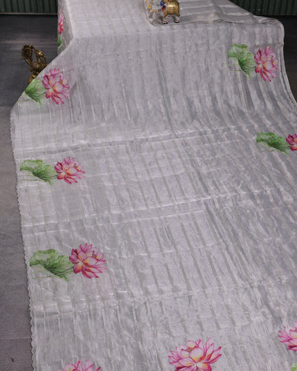 Silver Grey Tissue Silk Saree