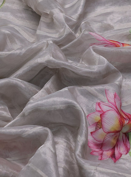 Silver Grey Tissue Silk Saree