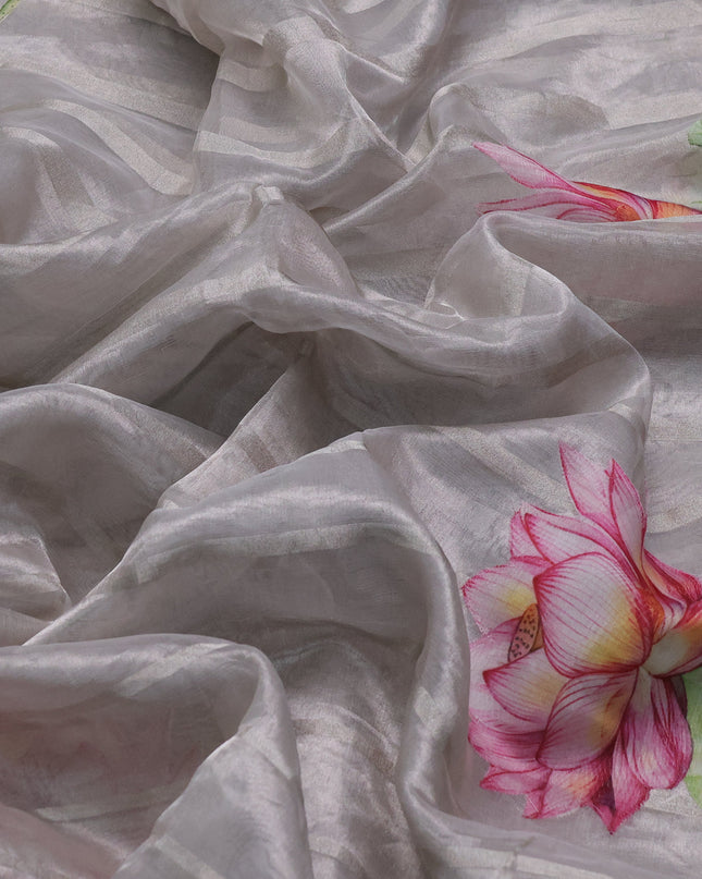 Silver Grey Tissue Silk Saree