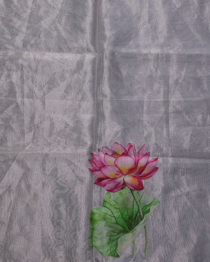 Silver Grey Tissue Silk Saree