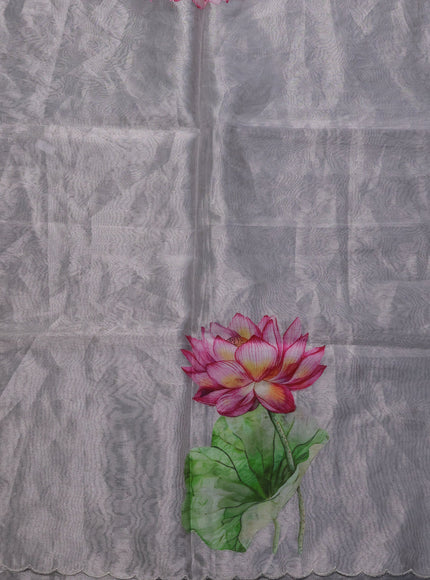 Silver Grey Tissue Silk Saree