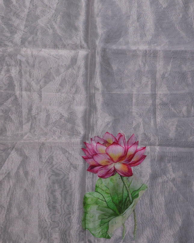 Silver Grey Tissue Silk Saree