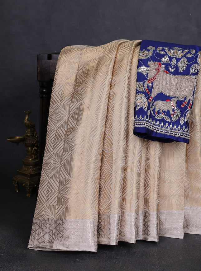 Beige Tissue Silk Saree