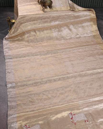 Beige Tissue Silk Saree