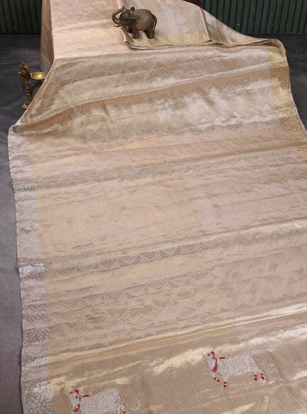Beige Tissue Silk Saree