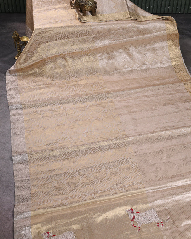 Beige Tissue Silk Saree
