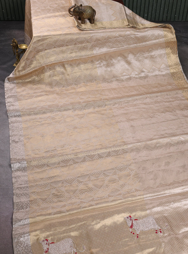 Beige Tissue Silk Saree