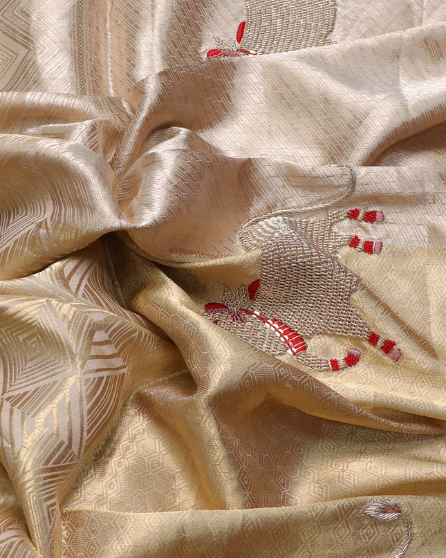 Beige Tissue Silk Saree