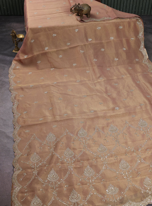 Copper Tissue Silk Saree