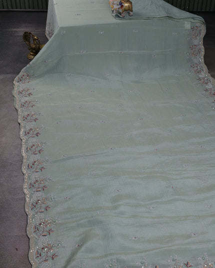 Pastel Blue Tissue Silk Saree