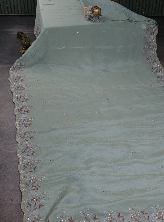 Pastel Blue Tissue Silk Saree