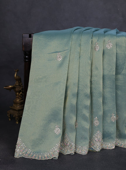 Teal Tissue Silk Saree