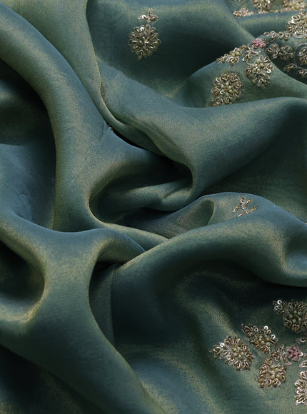 Teal Tissue Silk Saree