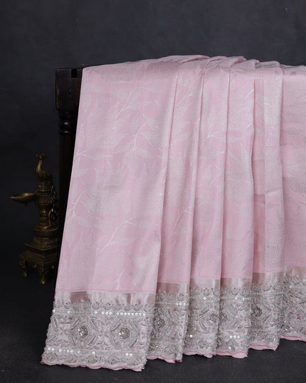 Light Pink Pure Kanchipuram Silk Saree
