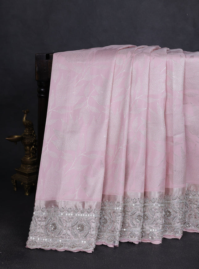 Light Pink Pure Kanchipuram Silk Saree