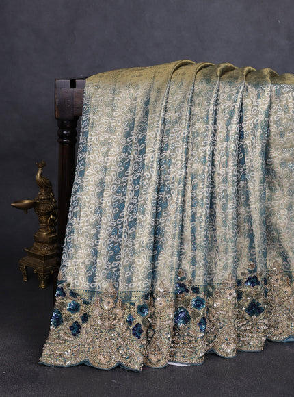 Teal Blue Pure Kanchipuram Silk Saree