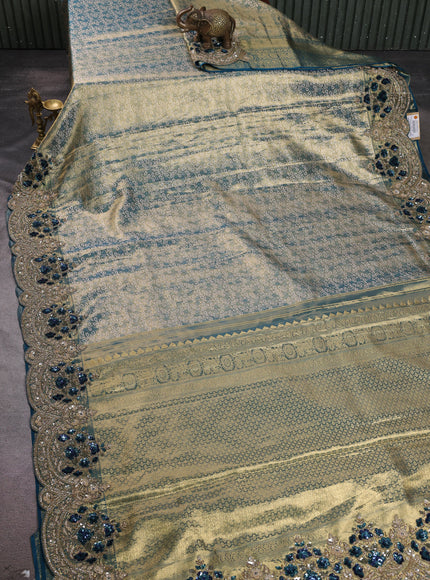 Teal Blue Pure Kanchipuram Silk Saree