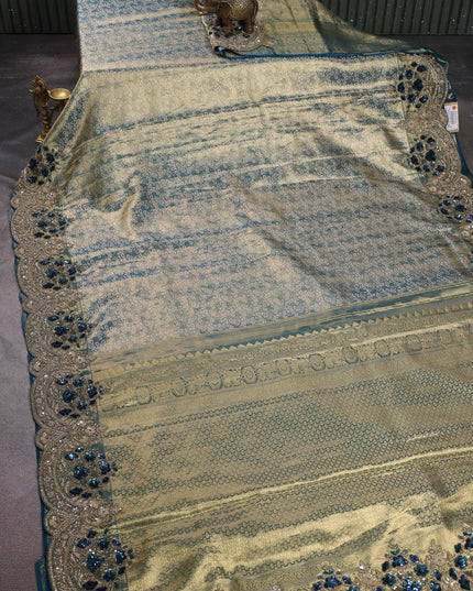 Teal Blue Pure Kanchipuram Silk Saree