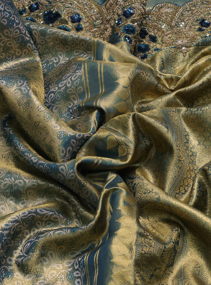 Teal Blue Pure Kanchipuram Silk Saree