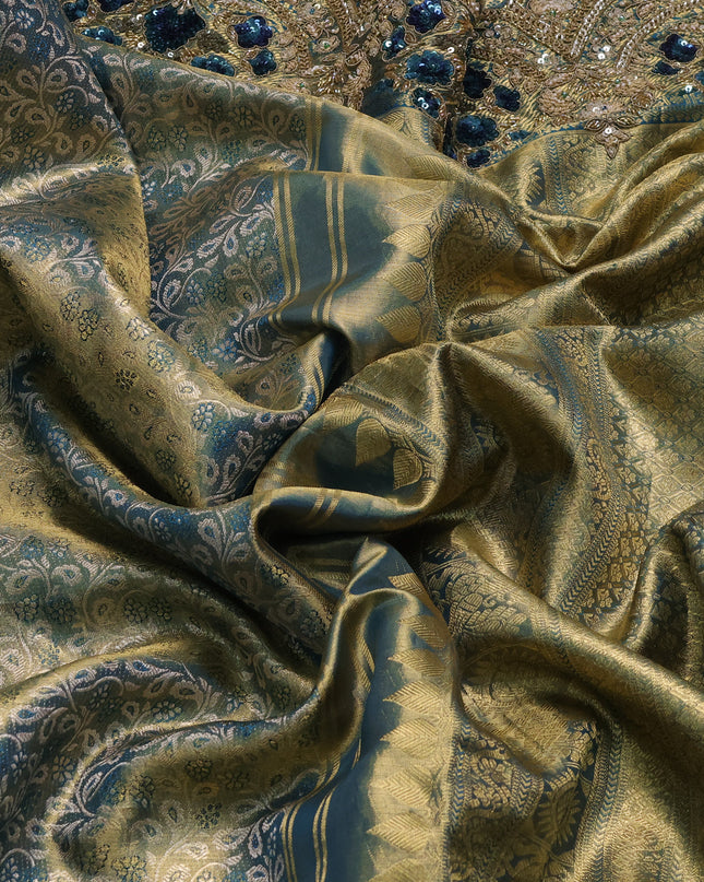 Teal Blue Pure Kanchipuram Silk Saree