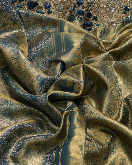Teal Blue Pure Kanchipuram Silk Saree