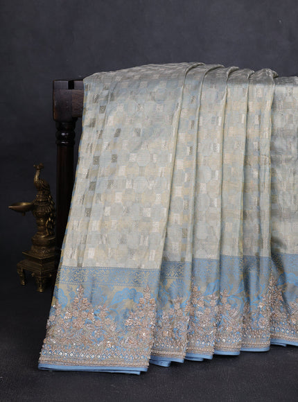 Golden Blue Pure Kanchipuram Silk Saree
