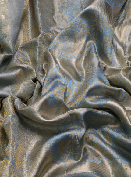 Golden Blue Pure Kanchipuram Silk Saree