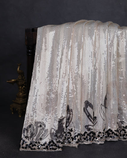 Beige Georgette Embroidery Saree