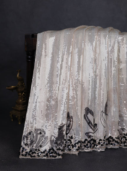Beige Georgette Embroidery Saree
