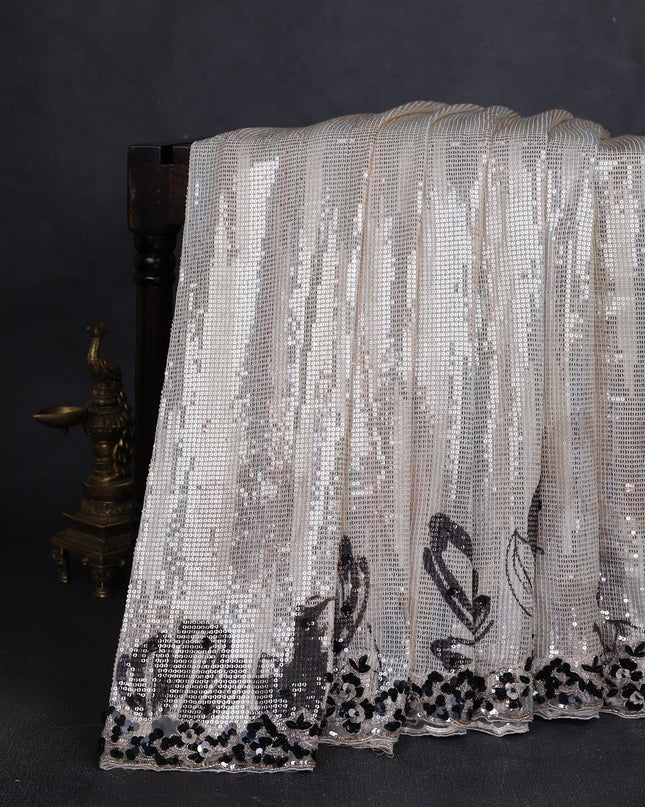 Beige Georgette Embroidery Saree