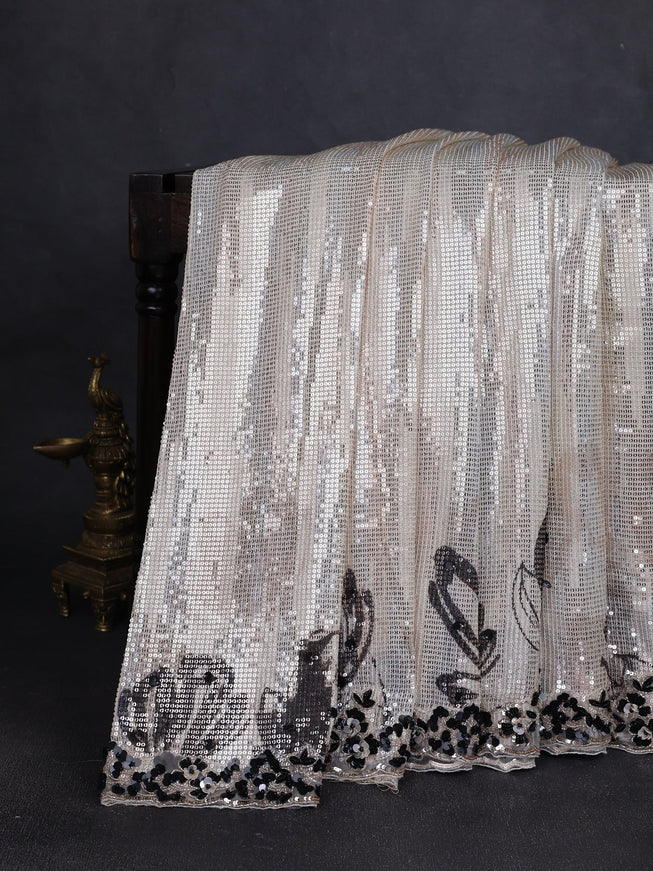 Beige Georgette Embroidery Saree