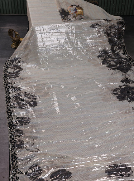 Beige Georgette Embroidery Saree