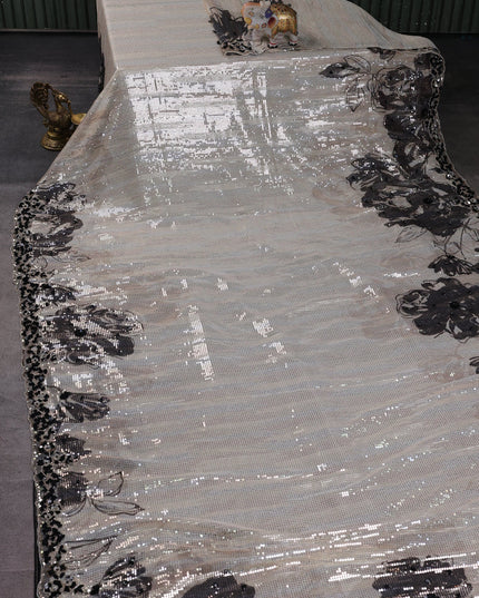 Beige Georgette Embroidery Saree