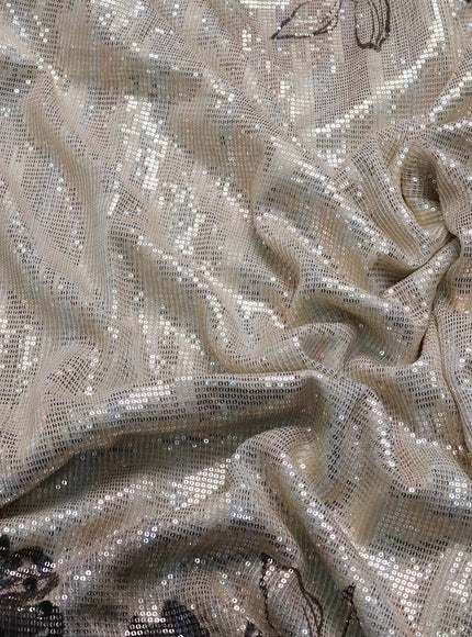Beige Georgette Embroidery Saree