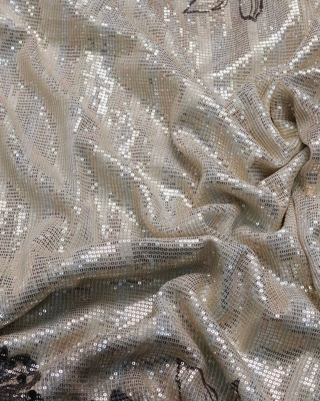 Beige Georgette Embroidery Saree