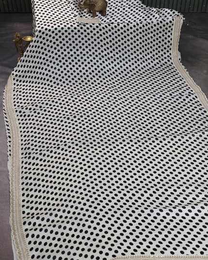 Off White Crepe Silk Saree