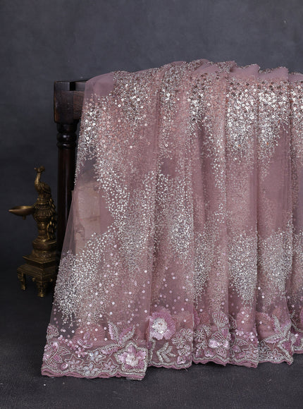 Lavender Net Embroidery Saree
