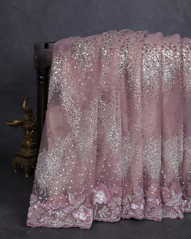 Lavender Net Embroidery Saree