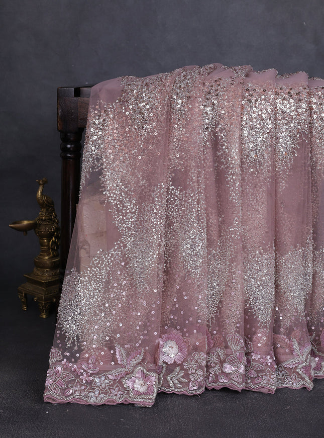 Lavender Net Embroidery Saree