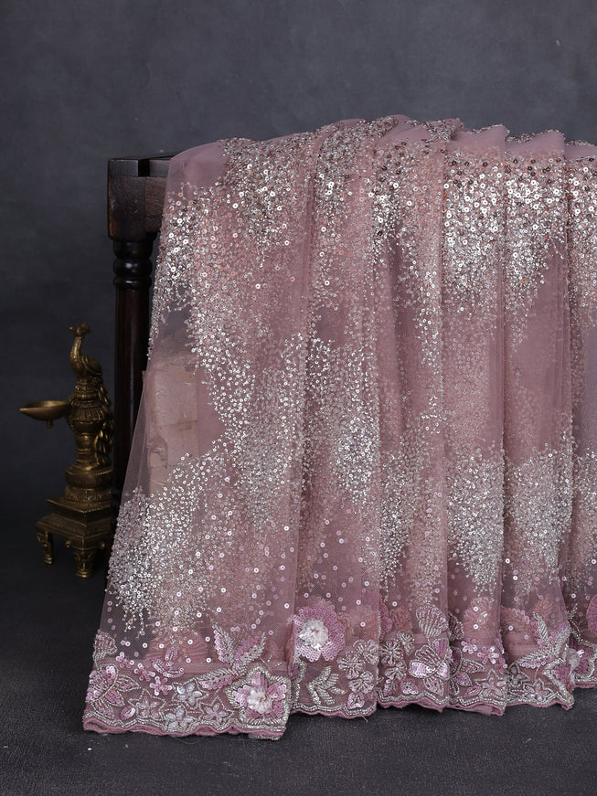 Lavender Net Embroidery Saree