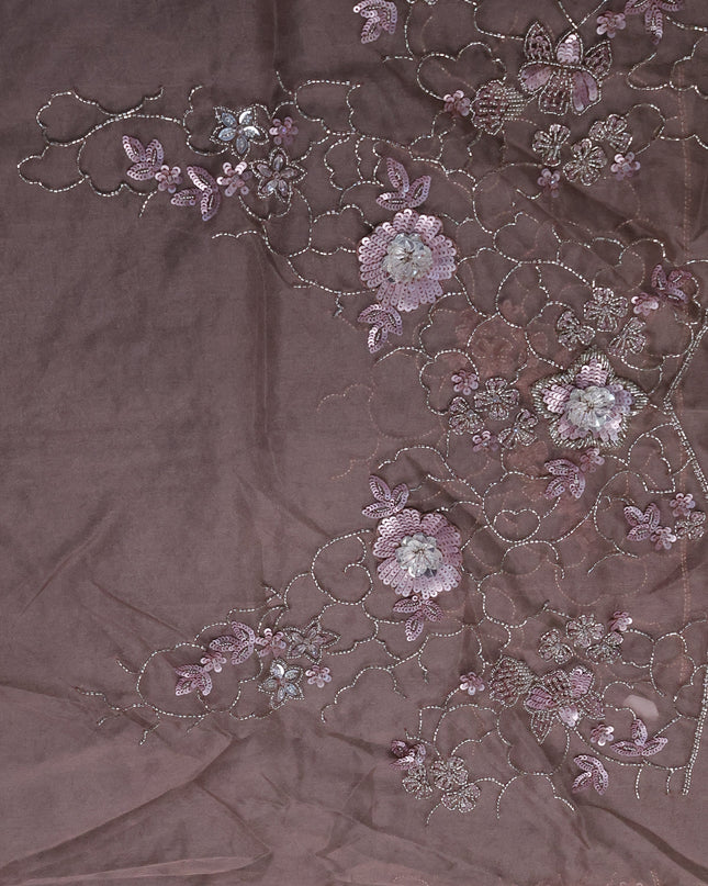 Lavender Net Embroidery Saree