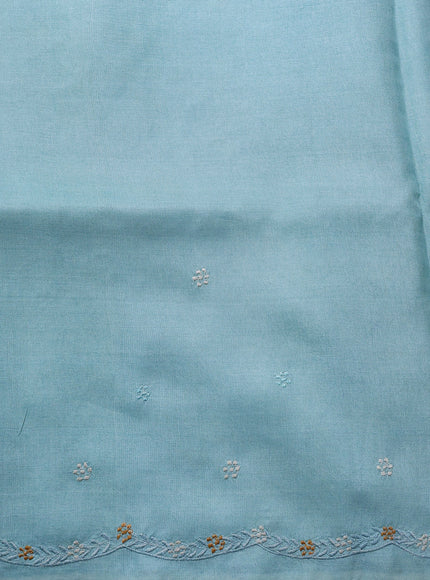 Aqua Blue -Peach Tussar Embroidery Saree