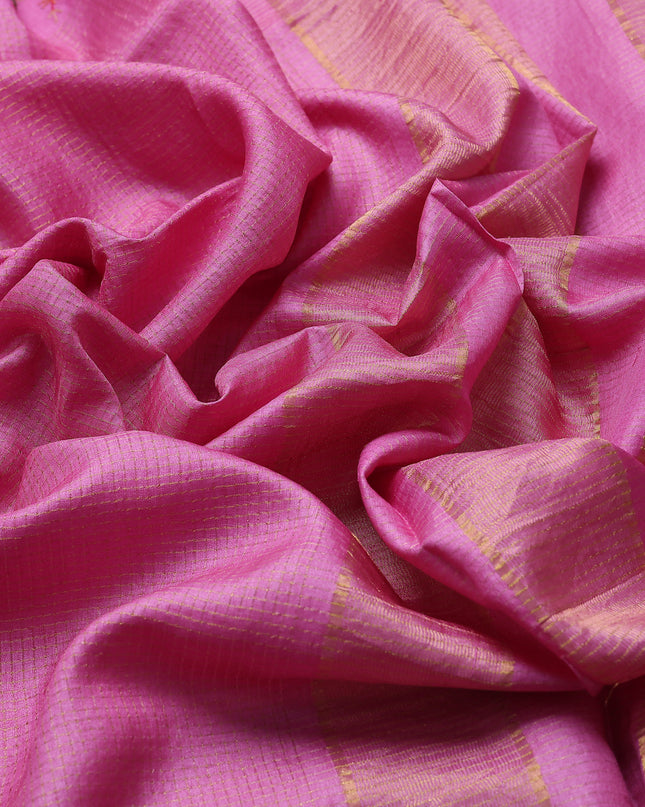 Pink Tussar Embroidery Saree