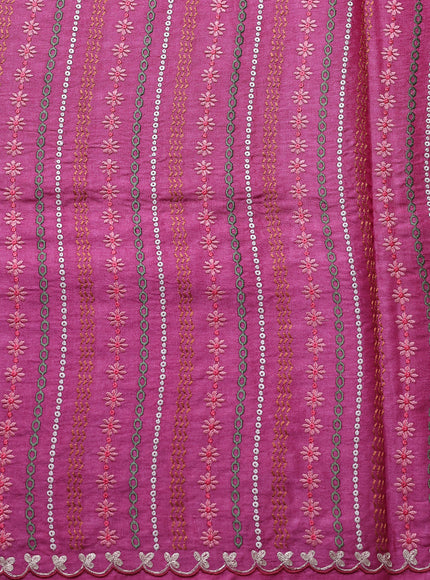 Rani Pink Tussar Embroidery Saree
