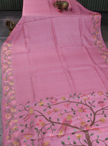 Light Pink Tussar Embroidery Saree
