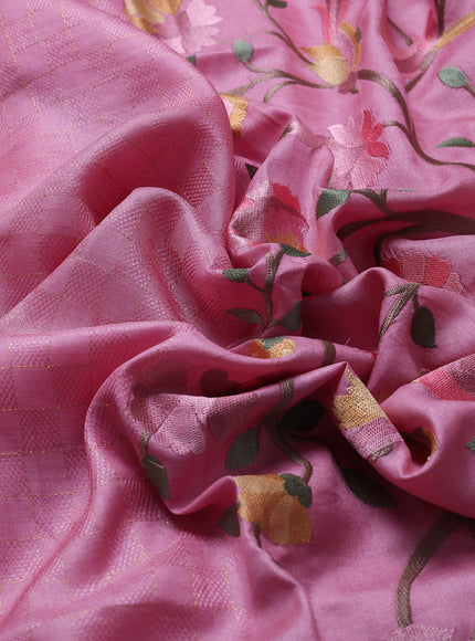 Light Pink Tussar Embroidery Saree