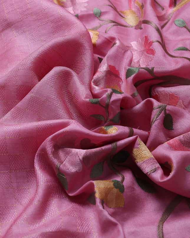 Light Pink Tussar Embroidery Saree
